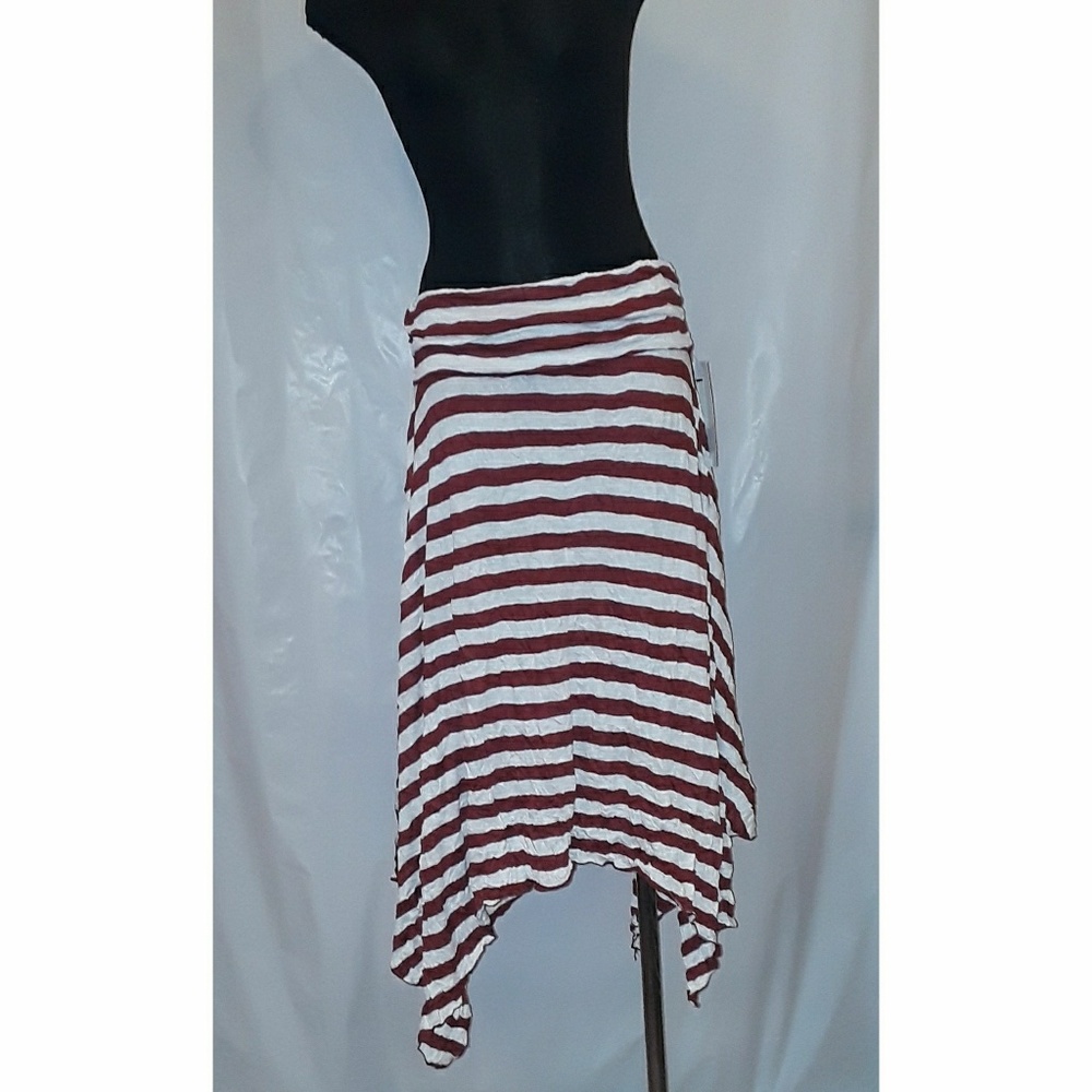 XHILARATION - CRINKLED ASYMMETRICAL STRIPE SKIRT